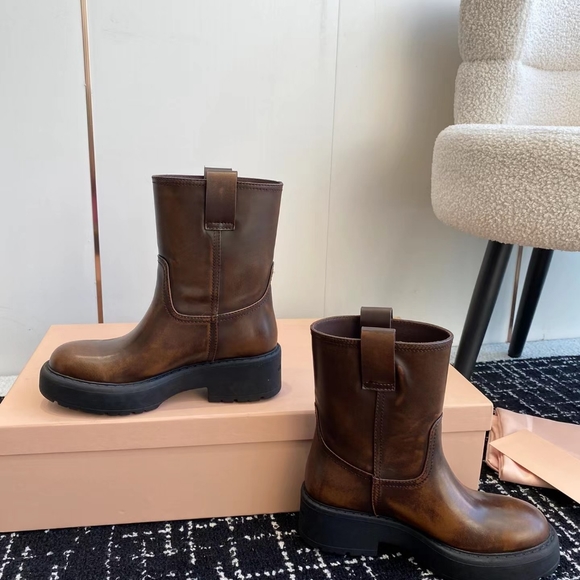 Miu Miu Chunky Platform Short Biker Boots - Picture 3 of 9